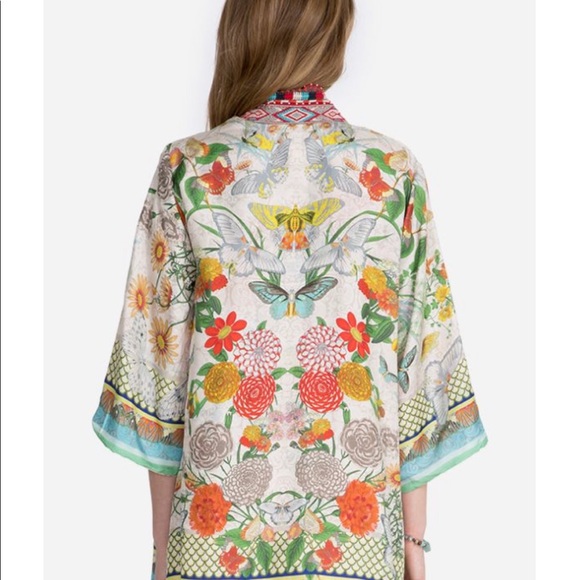 Stunning Johnny Was sz xl reversible kimono 100 percent silk beaded on one side - Picture 2 of 8